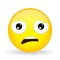 What emoji. Shock emotion. Wtf emoticon. Cartoon style. Vector illustration smile icon.