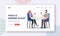 What is Hunger Scale Landing Page Template. Happy Couple Male and Female Characters Dating in Restaurant