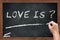 What is Love discussion topic chalk on blackboard