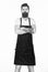 This is what man wants to look like. Long bearded man keeping arms crossed. Bearded man wearing barber or cooking apron