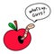 What`s up guys saying worm inside apple hand drawn illustration with speech bubble