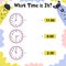 What time is it activity page for kids with clock