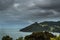 Whatipu point at entrance from Tasman Sea into Huia Bay.