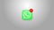 Whats App messanger icon with counter likes, followers. Instagram 4K 3D Green Screen Loop Animation.