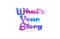 whatâ€™s your story pink blue color word text logo icon