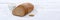 Wheat bread slice slices sliced loaf banner copyspace on wooden