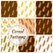 Wheat cereal grain, rye ears seamless patterns set