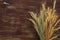 wheat crop on wooden table. Symbols of jewish holiday - Shavuot