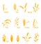 Wheat ears or rice icons set. Agricultural symbols isolated on white background.