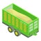 Wheat farm trailer icon, isometric style