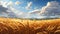 The Wheat Field: A Blue-Sky Background with Clouds and Slavic Fe