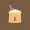Wheat flour icon with wooden scoop