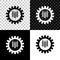 Wheat and gear icon on black, white and transparent background. Agriculture symbol with cereal grains and industrial