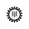 Wheat and gear icon isolated. Agriculture symbol with cereal grains and industrial gears. Industrial and agricultural