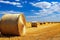 Wheat Harvest Landscape, straw bales in august