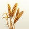 Wheat isolated on a white background illustration. Ears of golden wheat close up art. Rich harvest Concept. Spikes of wheat art.