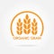 Wheat or rice icon. Organic grain symbol. Design element for organic products, bakery, bread, healthy food. Vector illustration.