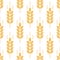 Wheat seamless pattern. Bakery background. Bread grain texture. Spike wheat. Stalk oat, barley, corn, rye, malt, bran, millet, mai