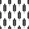 Wheat seamless pattern. Bakery background. Bread grain texture. Spike wheat. Stalk oat, barley, corn, rye, malt, bran, millet, mai