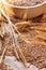 Wheat seeds on rough material