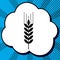 Wheat sign illustration. Spike. Spica. Vector. Black icon in bub