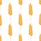 Wheat spike seamless background. Organic Ear grain textured pattern textile. Flat Vector illustration.