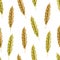 Wheat spikelets watercolor seamless pattern