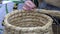 Wheat straw weaving close up