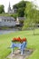 Wheel barrow flowers at castletownroche park and church