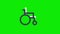 wheel chair icon Animation. medical Wheelchair for disabled person. loop animation with alpha channel, green screen