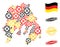 Wheel Collage Gambier Island Map in German Flag Colors and Grunge Seals