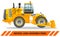 Wheel dozer. Bulldozer. Detailed illustration of heavy mining machine and construction equipment. Vector illustration.