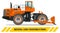 Wheel dozer. Bulldozer. Detailed illustration of heavy mining machine and construction equipment. Vector illustration.