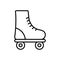 Wheel Fitness Roll Footwear Outline Pictogram. Rollerskate Black Line Icon. Summer Exercise Skating Flat Symbol. Sport