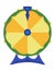 Wheel fortune. Roulette game wheel with sections, flat icon. Spin lucky wheel, casino, money game symbol. Isolated