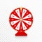 Wheel of fortune, spinning fortune wheel in red and golden colors. Realistic roulette design for lottery, casino games