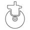 Wheel for furniture caster swivel contour outline line icon black color vector illustration image thin flat style