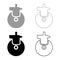 Wheel for furniture caster swivel set icon grey black color vector illustration image solid fill outline contour line thin flat