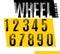 Wheel. Grunge tire numbers.