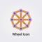 Wheel Icon Flower of Life Destiny Fate Logo Dharma Chakra Symbol Round Circle Infinity Vector Illustration