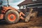 Wheel loader excavator doing construction works on site