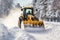 A wheel loader plowing snow. Generative AI