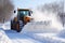 A wheel loader plowing snow. Generative AI
