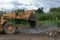 Wheel loader pour gravel pebble stone.