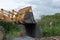 Wheel loader pour gravel pebble stone.