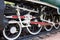 Wheel of locomotive on railway, vintage