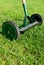 Wheel rake on grass.