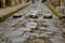 Wheel ruts of wagons on ancient streets of Pompei