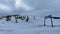 Wheel of surface lift station on ski resort.