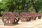 Wheel wooden bench at Quezon Memorial Circle park